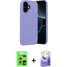 iPhone 17 Ahenk Serisi - Siyah Bilvis 5in1 5d Magic Hayalet Cam Ekran Koruyucu + Gümüş Raze Metal Kamera Lens