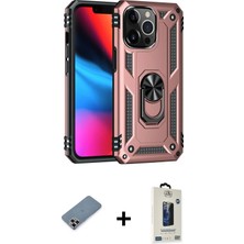 Cepte Toptan iPhone 13 Pro Max Ahenk Klasik Koleksiyonu - Siyah Bilvis Hayalet Cam Ekran Koruyucu + Mor Metal Kamera Lens Koruma Cam