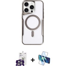 Cepte Toptan iPhone 16 Pro Max Yadigar Klasik Özel Seri - Siyah 3D Antistatik Seramik Nano Ekran Koruyucu + Gümüş Bilvis Titan Kamera Lens