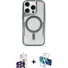 Cepte Toptan iPhone 16 Pro Max Yadigar Klasik Özel Seri - Siyah 3D Antistatik Seramik Nano Ekran Koruyucu + Gümüş Bilvis Titan Kamera Lens