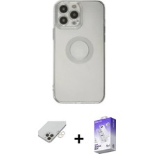 iPhone 14 Pro Max Kutup Klasik - Siyah Bilvis 5in1 3D Magic Cam Ekran Koruyucu + Gold Band Metal Kamera Lens