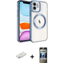 Cepte Toptan iPhone 11 Nova Işık Özel Seri - Siyah 34D Hayalet Izgaralı Cam + Sarı Renkli Kamera Lens Koruma Cam