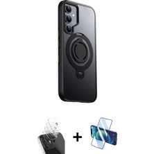 Cepte Toptan Galaxy S24 Zirve Çizgi Prime - Siyah 3D Antistatik Cam Ekran Koruyucu + Şeffaf Kamera Lens Koruma Cam