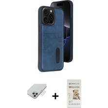 iPhone 14 Pro Max Yörünge Işık Serisi - Siyah Mat Seramik Nano Ekran Koruyucu + Gümüş Band Metal Kamera Lens