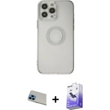 iPhone 13 Pro Max Kutup Klasik - Siyah Bilvis 5in1 5d Magic Hayalet Cam Ekran Koruyucu + Mavi Rainbow Kamera Lens Koruma Cam