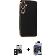 Cepte Toptan Galaxy S24 Yankı Serisi - Siyah Vanessa Magic Cam + Titan Gri Pvd Metal Kamera Lens