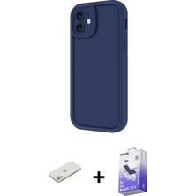 Cepte Toptan iPhone 11 Yankı Yansıma Özel Seri - Siyah Bilvis 5in1 5d Magic Hayalet Cam Ekran Koruyucu + Turuncu Renkli Kamera Lens Koruma Cam