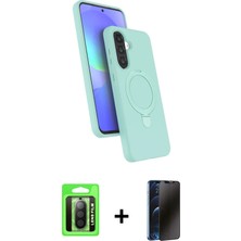 Cepte Toptan Galaxy A17 5g Iz Işık Koleksiyonu - Siyah 3D Antistatik Hayalet Cam Ekran Koruyucu + Siyah Raze Metal Kamera Lens