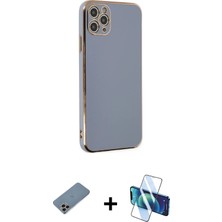 Cepte Toptan iPhone 11 Pro Max Yankı Serisi - Siyah 3D Antistatik Seramik Nano Ekran Koruyucu + Gökkuşağı Shine Kamera Lens Koruma Cam