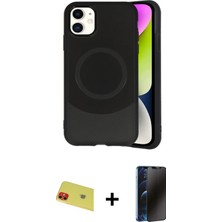 Cepte Toptan iPhone 11 Ufuk Serisi - Siyah 3D Antistatik Hayalet Cam Ekran Koruyucu + Kırmızı Rainbow Kamera Lens Koruma Cam