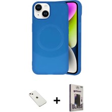 Cepte Toptan iPhone 14 Ufuk Serisi - Siyah Bilvis Hayalet Cam Ekran Koruyucu + Pembe Diamond Kamera Lens