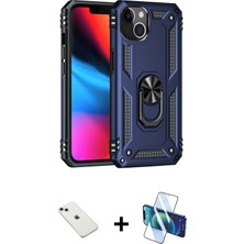 Cepte Toptan iPhone 14 Ahenk Klasik Koleksiyonu - Siyah 3D Antistatik Cam Ekran Koruyucu + Yeşil Diamond Kamera Lens
