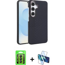 Cepte Toptan Galaxy A15 4g Doruk Serisi - Siyah 3D Antistatik Seramik Nano Ekran Koruyucu + Siyah Raze Metal Kamera Lens