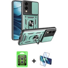 Cepte Toptan Galaxy S25 Edge Ahenk Klasik - Siyah 3D Antistatik Cam Ekran Koruyucu + Gümüş Raze Metal Kamera Lens