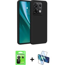 Redmi Note 13 Pro 5g Kozmos Yansıma Özel Seri - Siyah 3D Antistatik Cam Ekran Koruyucu + Siyah Raze Metal Kamera Lens
