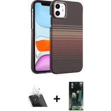 Cepte Toptan iPhone 11 Doruk Serisi - Siyah 360 Mat Full Body Arka Koruyucu + Şeffaf Kamera Lens Koruma Cam
