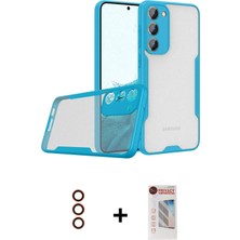 Galaxy S23 Plus Atlas Asil Serisi - Siyah Hayalet Edge Cam Ekran Koruyucu + Kırmızı Metal Kamera Lens