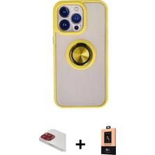 Cepte Toptan iPhone 13 Pro Max Yörünge Çizgi - Şeffaf Maxco Cam Ekran Koruyucu + Kırmızı Pers Alüminyum Kamera Lens