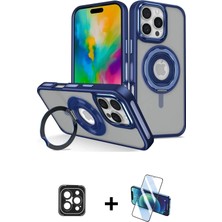 Cepte Toptan iPhone 16 Pro Max Nova Minimal Serisi - Siyah 3D Antistatik Cam Ekran Koruyucu + Siyah Pvd Metal Kamera Lens