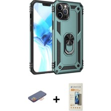 Cepte Toptan iPhone 12 Pro Max Ahenk Klasik Koleksiyonu - Siyah 6d Mat Seramik Hayalet Nano Ekran Koruyucu + Turuncu Renkli Kamera Lens Koruma Cam