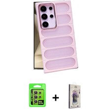 Cepte Toptan Galaxy S24 Ultra Yadigar Doku Özel Seri - Siyah Bilvis 3D Cam Ekran Koruyucu + Sarı Raze Metal Kamera Lens