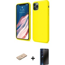 iPhone 11 Pro Kozmos Yansıma Özel Seri - Siyah 3D Antistatik Hayalet Cam Ekran Koruyucu + Yeşil Renkli Kamera Lens Koruma Cam