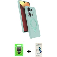 Cepte Toptan Redmi Note 13 Pro 4g Iz Işık Koleksiyonu - Şeffaf Pasifik Cam Ekran Koruyucu + Siyah Raze Metal Kamera Lens