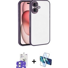 Cepte Toptan iPhone 17 Vadi Minimal - Siyah 3D Antistatik Cam Ekran Koruyucu + Gümüş Bilvis Titan Kamera Lens