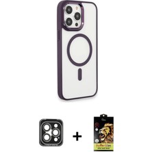 Cepte Toptan iPhone 15 Pro Max Yankı Işık Özel Seri - Siyah Buffer Cam Ekran Koruyucu + Gri Pvd Metal Kamera Lens