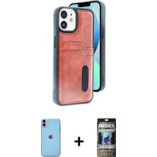 Cepte Toptan iPhone 11 Yörünge Işık Serisi - Siyah 34D Hayalet Izgaralı Cam + Turuncu Neon Fosforlu Kamera Lens