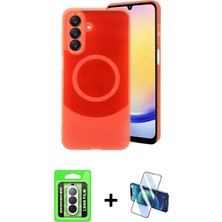 Cepte Toptan Galaxy A26 Ufuk Serisi - Siyah 3D Antistatik Cam Ekran Koruyucu + Gümüş Raze Metal Kamera Lens