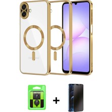 Cepte Toptan Galaxy A07 4g Nova Işık Özel Seri - Siyah 3D Antistatik Hayalet Cam Ekran Koruyucu + Siyah Raze Metal Kamera Lens