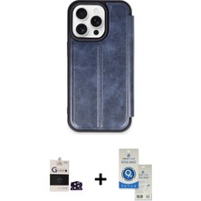 Cepte Toptan iPhone 14 Pro Max Zirve Yansıma Serisi - Şeffaf Royal Nano Ekran Koruyucu + Derin Mor Bilvis Titan Kamera Lens