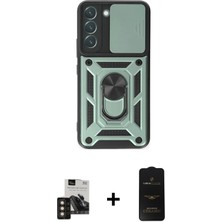 Cepte Toptan Galaxy S24 Ahenk Klasik - Siyah 6d Antistatik Mat Seramik Hayalet Nano Ekran Koruyucu + Gold Pvd Metal Kamera Lens