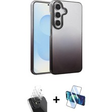 Cepte Toptan Galaxy A25 5g Kıvılcım Minimal Özel Seri - Siyah 3D Antistatik Cam Ekran Koruyucu + Şeffaf Kamera Lens Koruma Cam