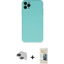Cepte Toptan iPhone 11 Pro Max Ahenk Serisi - Siyah 6d Mat Seramik Hayalet Nano Ekran Koruyucu + Siyah Pers Alüminyum Kamera Lens