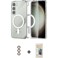 Cepte Toptan Galaxy S23 Plus Ahenk Yansıma Prime - Siyah 6d Mat Seramik Hayalet Nano Ekran Koruyucu + Kırmızı Metal Kamera Lens