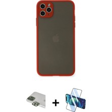 Cepte Toptan iPhone 11 Pro Max Ahenk Çizgi Serisi - Siyah 3D Antistatik Cam Ekran Koruyucu + Yeşil Pers Alüminyum Kamera Lens