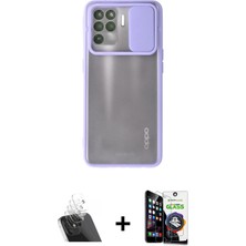 Cepte Toptan Reno 5 Lite Vadi Çizgi - Şeffaf Temperli Cam Ekran Koruyucu + Şeffaf Kamera Lens Koruma Cam