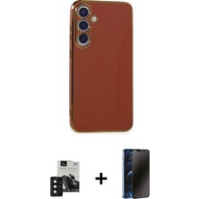 Cepte Toptan Galaxy S24 Yankı Serisi - Siyah 3D Antistatik Hayalet Cam Ekran Koruyucu + Siyah Pvd Metal Kamera Lens