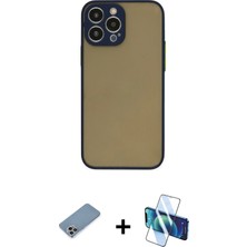 Cepte Toptan iPhone 13 Pro Ahenk Çizgi Serisi - Siyah 3D Antistatik Seramik Nano Ekran Koruyucu + Gökkuşağı Shine Kamera Lens Koruma Cam