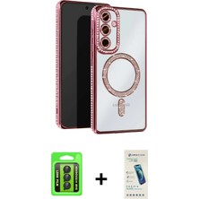 Galaxy A15 4g Zirve Doku Prime - Şeffaf Pasifik Cam Ekran Koruyucu + Siyah Raze Metal Kamera Lens