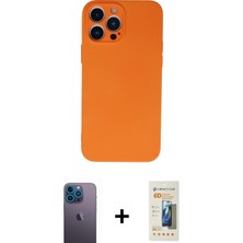 Cepte Toptan iPhone 13 Pro Max Ahenk Serisi - Siyah 6d Mat Seramik Hayalet Nano Ekran Koruyucu + Mavi Neon Fosforlu Kamera Lens
