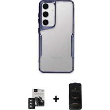 Cepte Toptan Galaxy S24 Akış Çizgi Koleksiyonu - Siyah 6d Antistatik Mat Seramik Hayalet Nano Ekran Koruyucu + Derin Mor Pvd Metal Kamera Lens