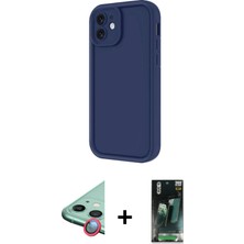 Cepte Toptan iPhone 11 Yankı Yansıma Özel Seri - Siyah 360 Mat Full Body Arka Koruyucu + Kırmızı Raze Metal Kamera Lens