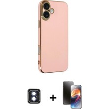 Cepte Toptan iPhone 16 Yankı Serisi - Siyah 3D Antistatik Mat Seramik Nano Ekran Koruyucu + Mavi Pvd Metal Kamera Lens