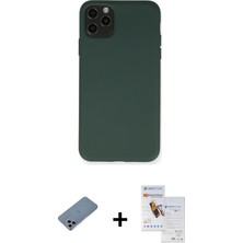 Cepte Toptan iPhone 11 Pro Max Ahenk Serisi - Siyah Seramik Nano Ekran Koruyucu + Sierra Blue Shine Kamera Lens Koruma Cam