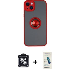 Cepte Toptan iPhone 14 Yörünge Çizgi - Şeffaf Pasifik Cam Ekran Koruyucu + Siyah Pvd Metal Kamera Lens