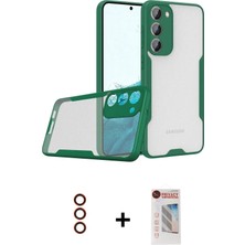 Cepte Toptan Galaxy S23 Plus Atlas Asil Serisi - Siyah Hayalet Edge Cam Ekran Koruyucu + Kırmızı Metal Kamera Lens