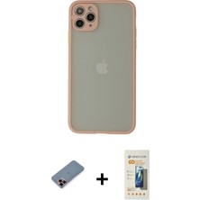 Cepte Toptan iPhone 12 Pro Max Ahenk Çizgi Serisi - Siyah 6d Mat Seramik Hayalet Nano Ekran Koruyucu + Kırmızı Metal Kamera Lens Koruma Cam